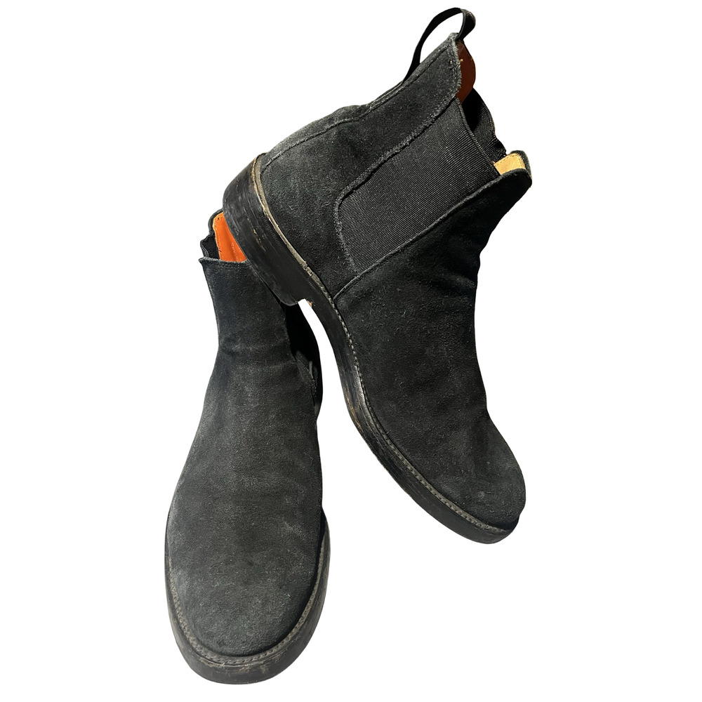 Rag & Bone X Grenson Boots Mens Size 11.5 Black Suede Chelsea‎ Ankle Pull On